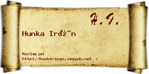 Hunka Irén névjegykártya